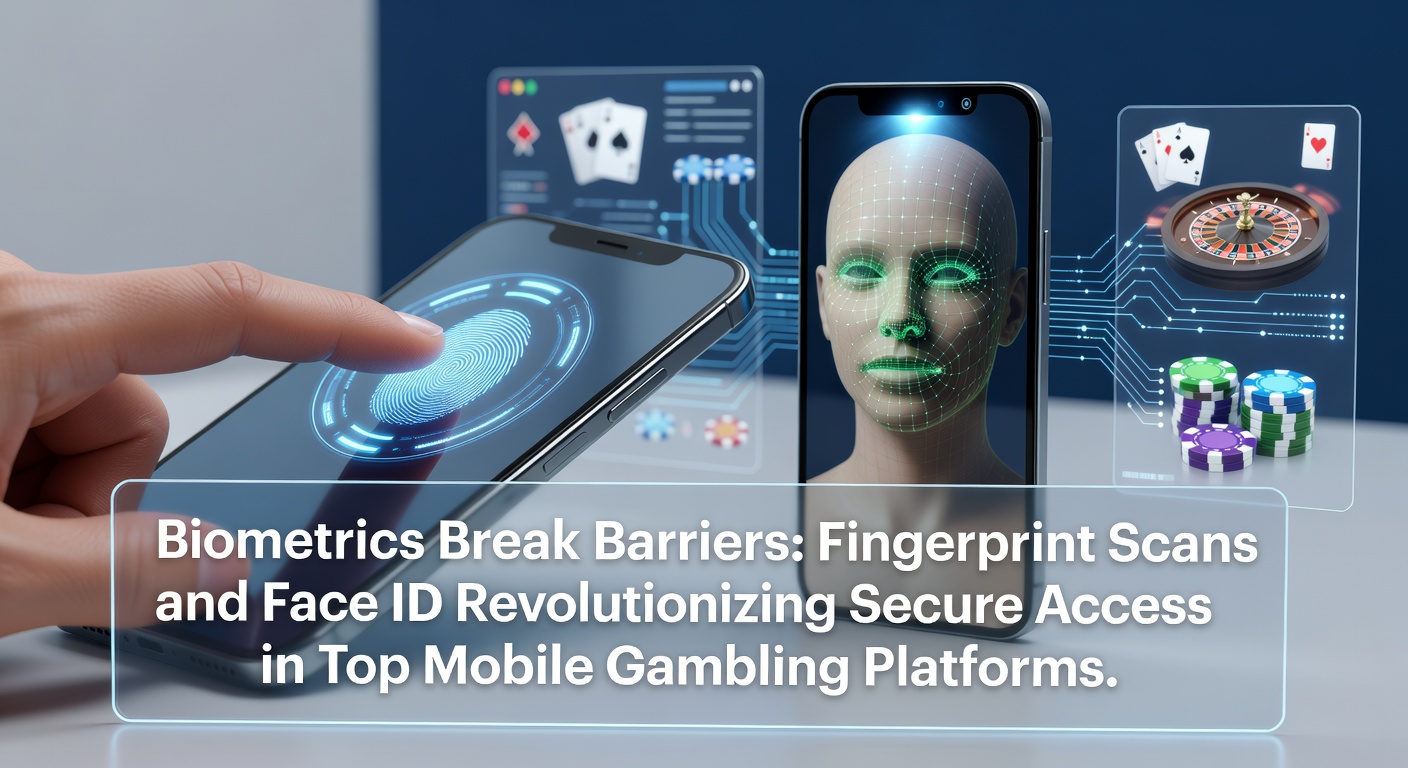 Smartphone displaying fingerprint scan interface on a mobile gambling app login screen, highlighting secure biometric access