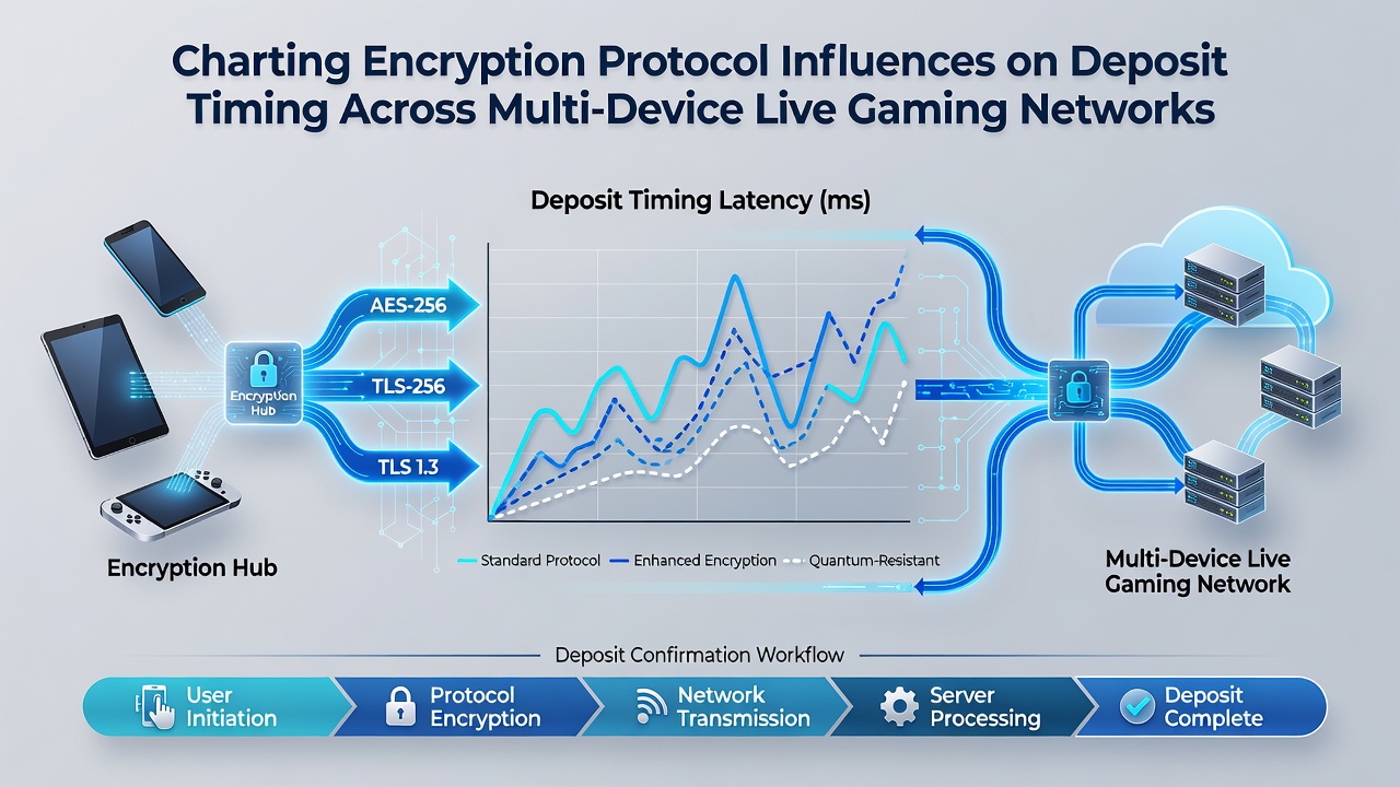 Chart comparing deposit processing times across mobile and desktop devices under different encryption protocols