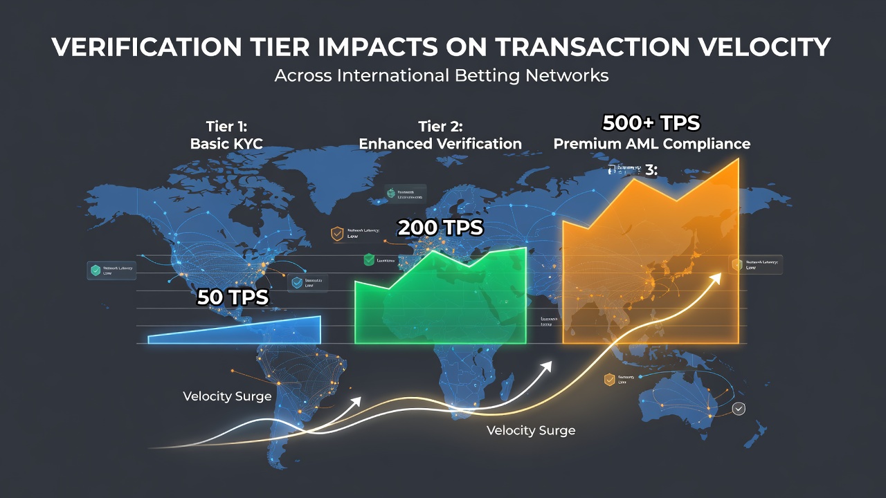 Diagram showing verification tier levels and their effects on transaction processing speeds in betting networks