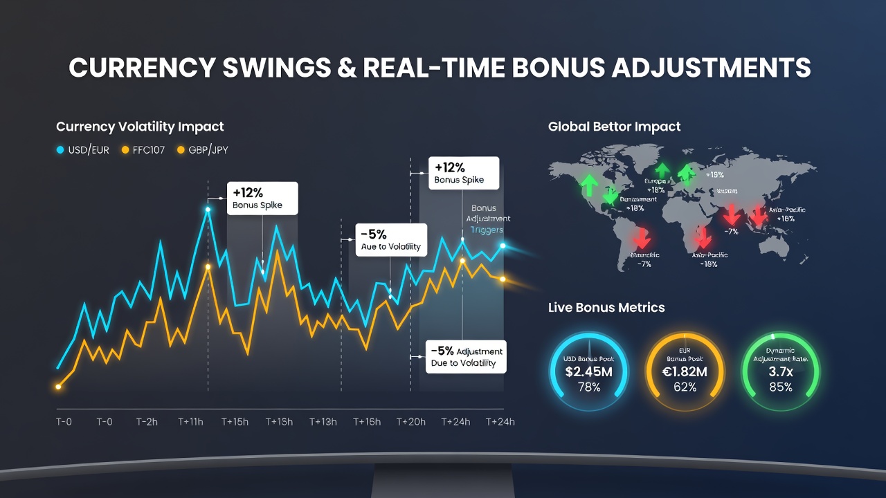Mobile interface showing live bonus recalculation after a currency fluctuation in an international betting app