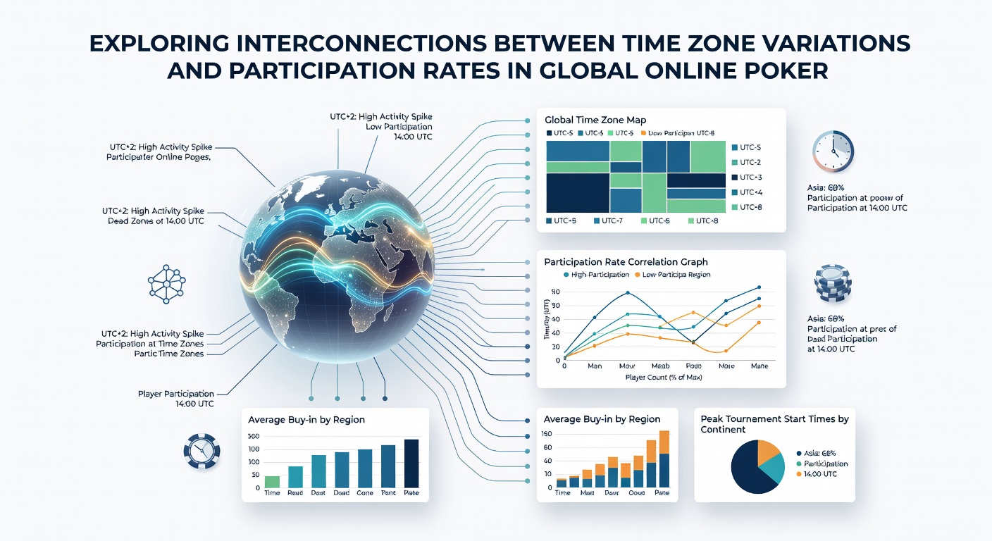 Graph illustrating participation rates by time zone offset during major online poker events
