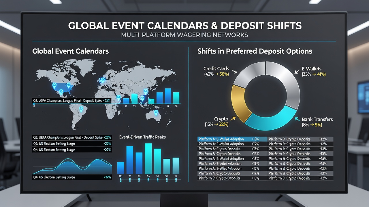 Multi-platform wagering networks showing deposit option shifts during global sporting events