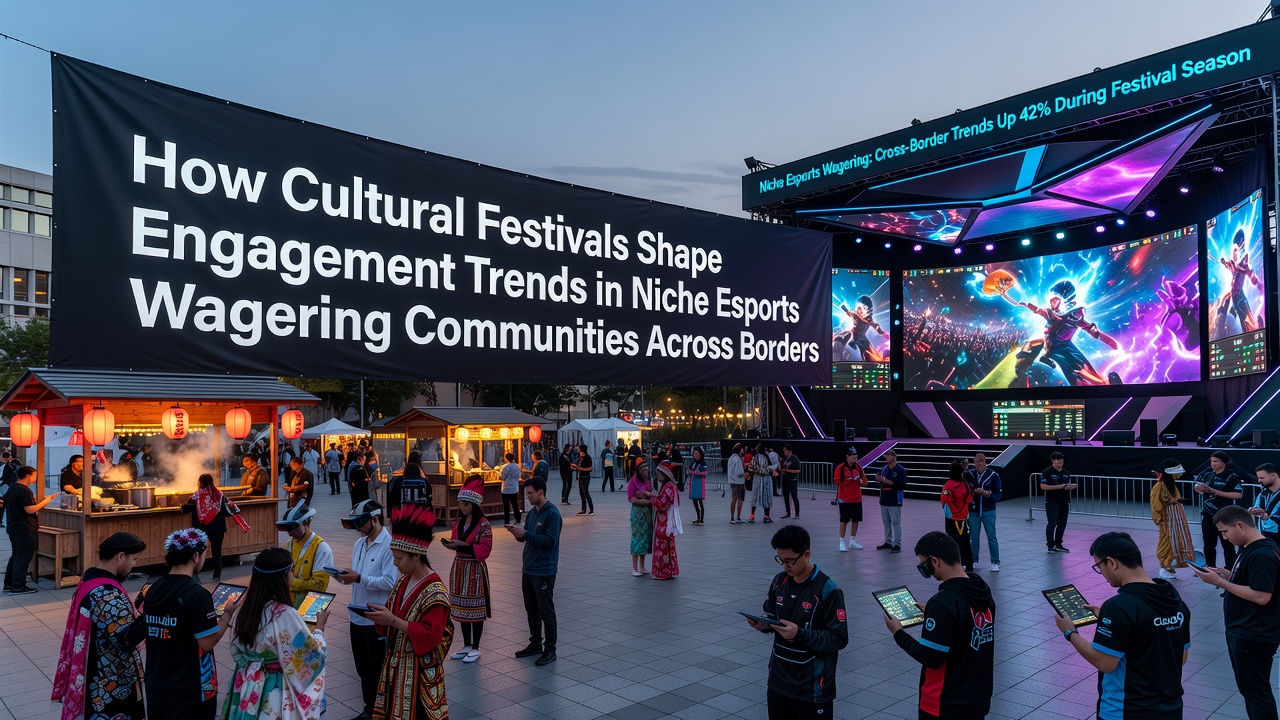 Cultural festival participants engaging with esports wagering platforms during a major international event