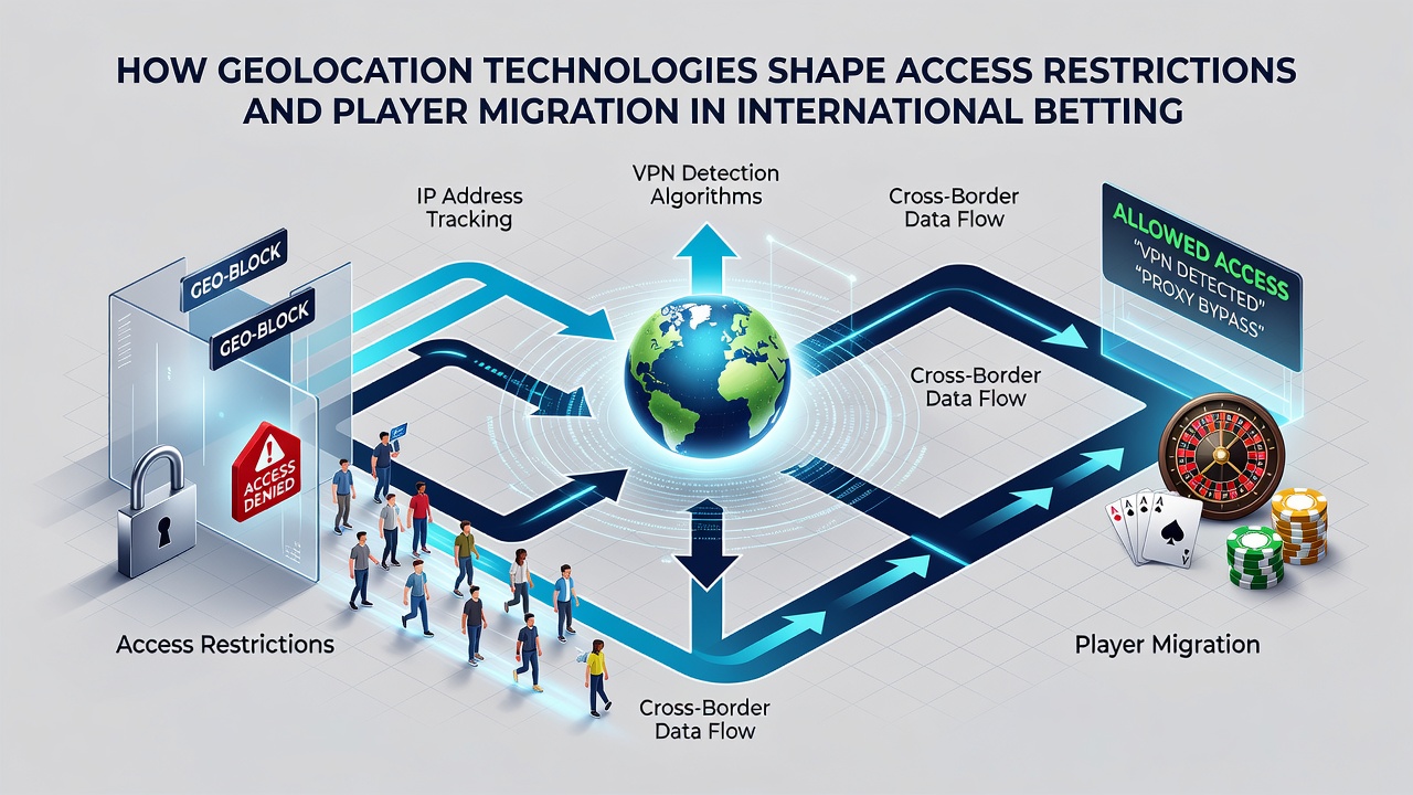 Player migration flow diagram showing cross-border movement between regulated betting platforms