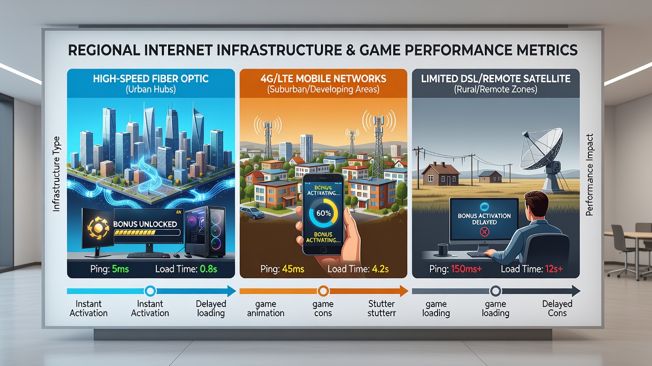 Diagram illustrating latency paths between mobile devices and wagering servers across regions