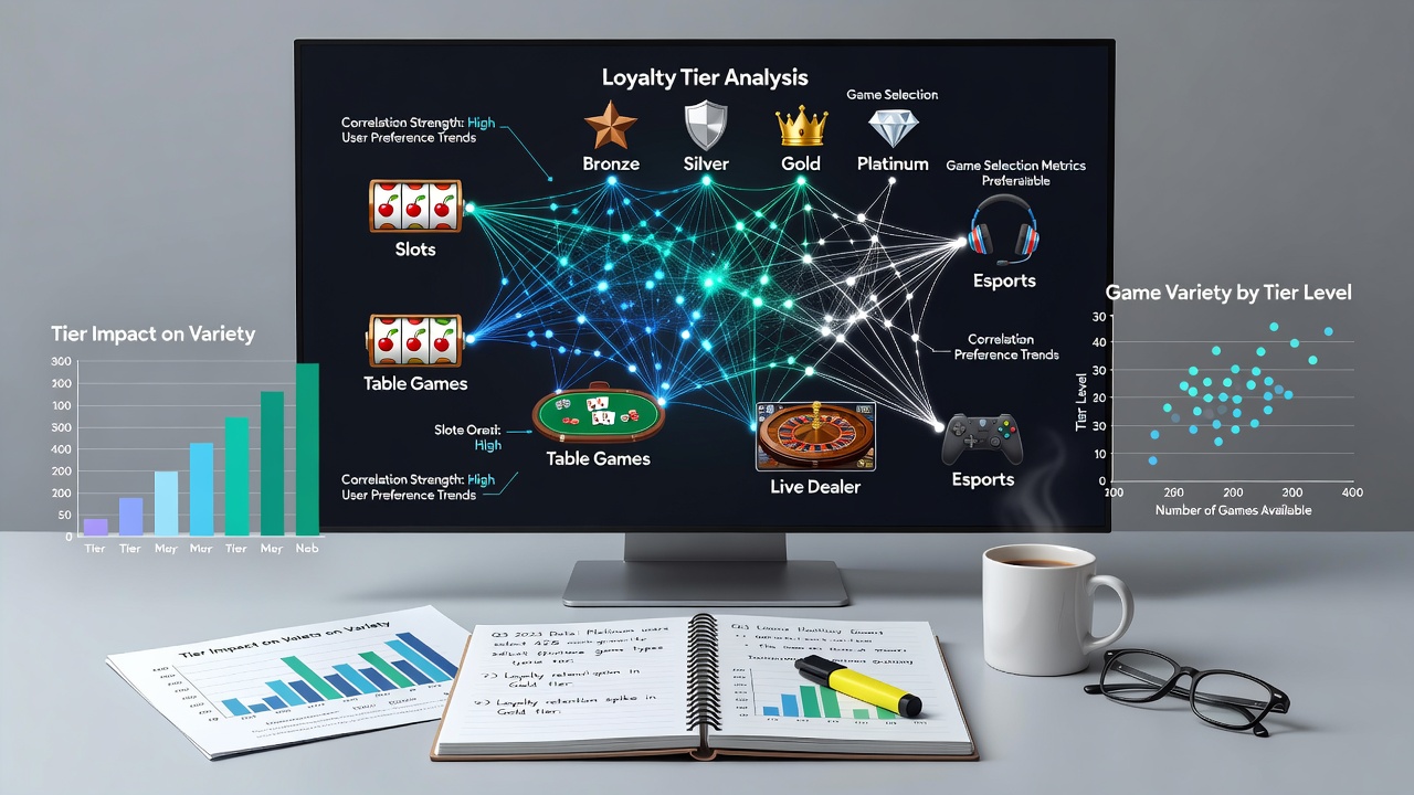 Analytics dashboard showing tier-based game selection trends across multiple online venues