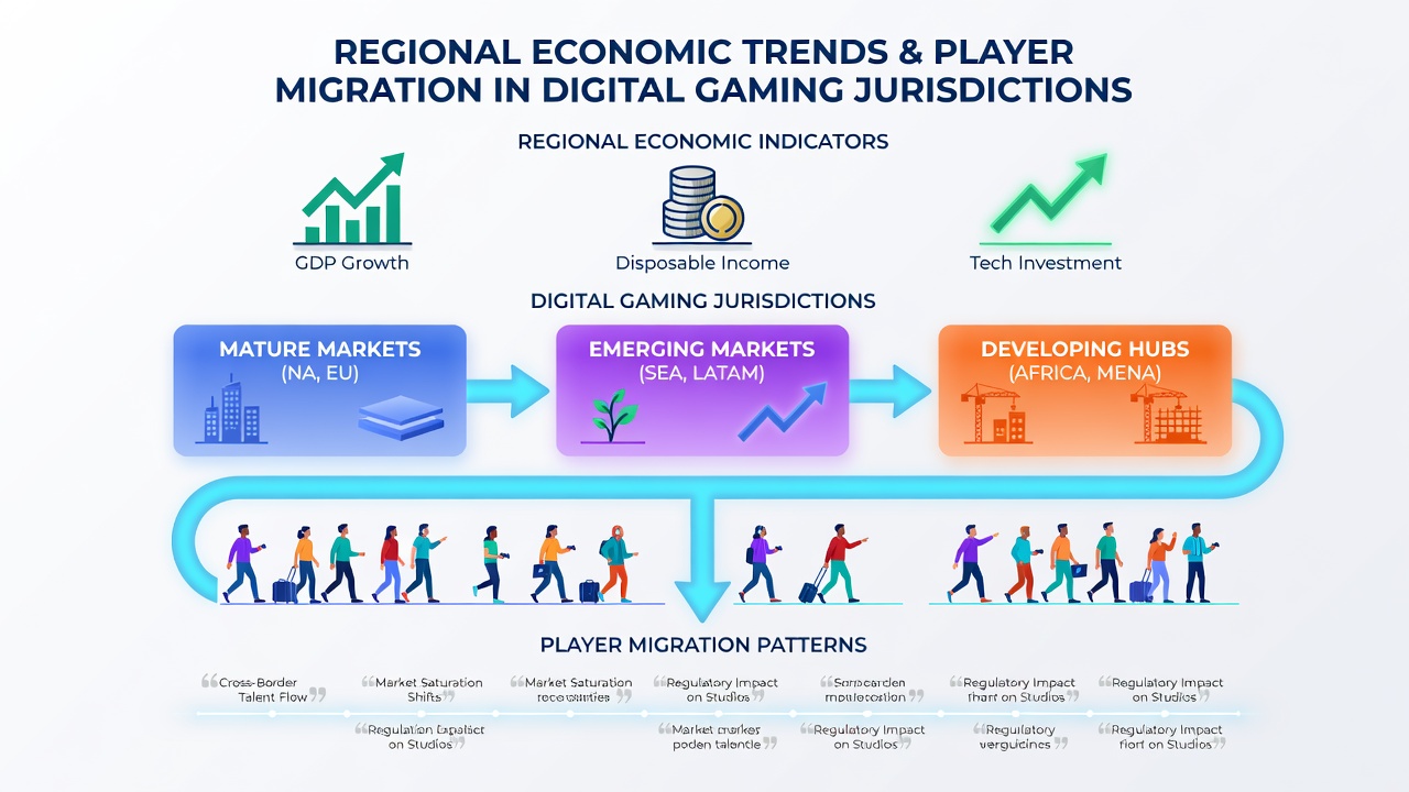 Chart displaying economic indicators and corresponding shifts in digital gaming participation across jurisdictions
