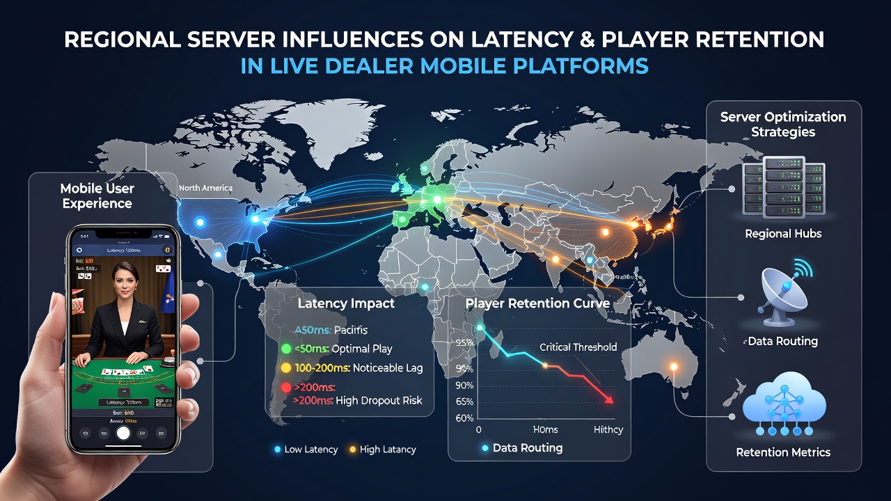 Mobile network latency measurements across regional live dealer server locations