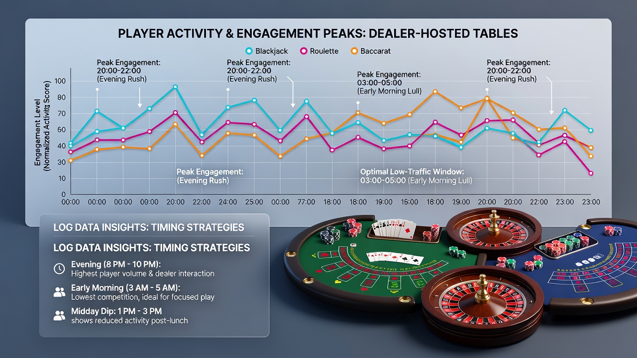 Heatmap chart from activity logs displaying optimal engagement hours for dealer tables across global time zones
